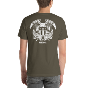 United States Of America Eagle Illustration Reverse Backside Short-Sleeve Unisex T-Shirt by Design Express
