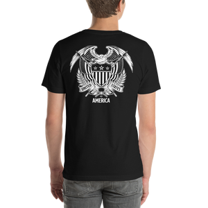 United States Of America Eagle Illustration Reverse Backside Short-Sleeve Unisex T-Shirt by Design Express